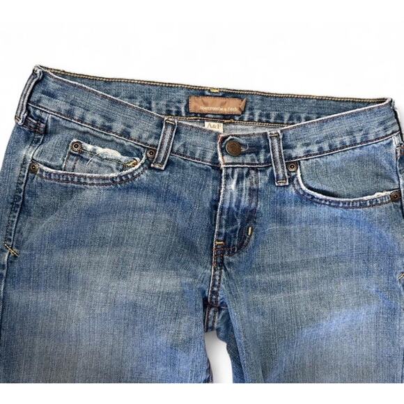 Vintage Y2K Abercrombie And Fitch Blue Denim Flare Bootcut Jeans Low Rise 2R - Picture 3 of 8